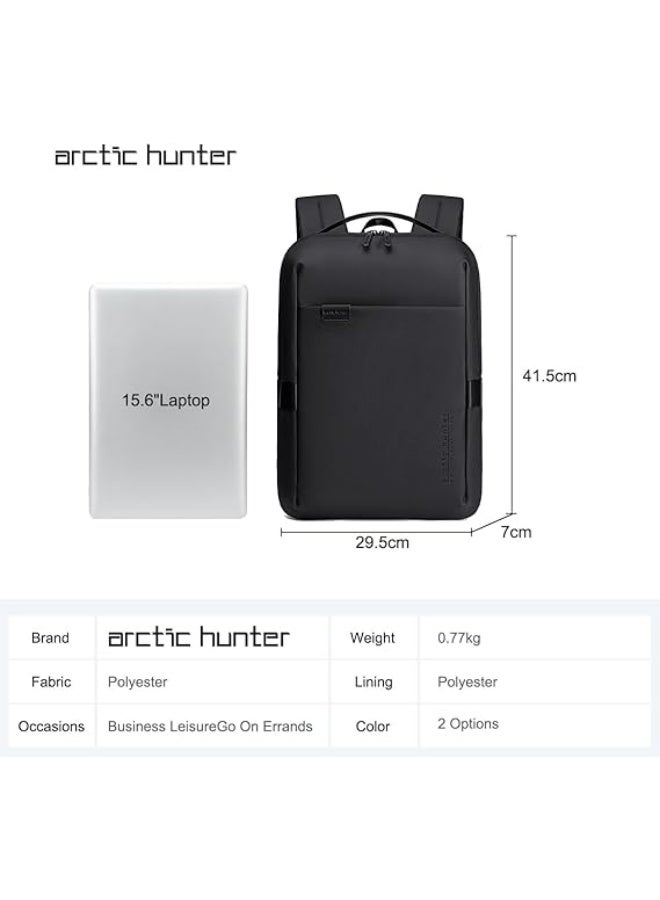أركتيك هانتر حقيبة ظهر Arctic Hunter Slim للكمبيوتر المحمول، حقيبة ظهر أنيقة وخفيفة الوزن للأعمال لأجهزة الكمبيوتر المحمولة مقاس 15.6 بوصة، حقيبة ظهر مقاومة للماء للرجال والنساء للاستخدام اليومي في المكتب والجامعة، لون أسود - Image 2