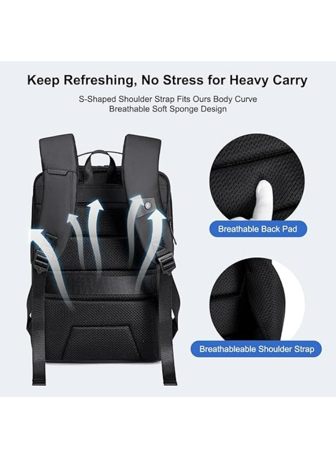 أركتيك هانتر حقيبة ظهر Arctic Hunter Slim للكمبيوتر المحمول، حقيبة ظهر أنيقة وخفيفة الوزن للأعمال لأجهزة الكمبيوتر المحمولة مقاس 15.6 بوصة، حقيبة ظهر مقاومة للماء للرجال والنساء للاستخدام اليومي في المكتب والجامعة، لون أسود - Image 5