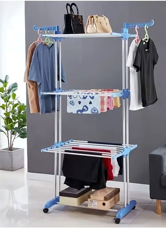 كادي ون منشر ملابس معدني 3 ارفف بعجلات  - Image 1