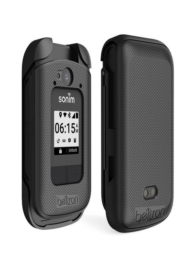 جراب مزود بمشبك حزام لهاتف Sonim XP3 Plus 4G LTE (موديل XP3900 2022) غطاء واقٍ سهل التركيب مع مشبك حزام دوار، جراب متكامل (متين للغاية) - يدعم حزام عمل بعرض 2.25 بوصة - Image 2