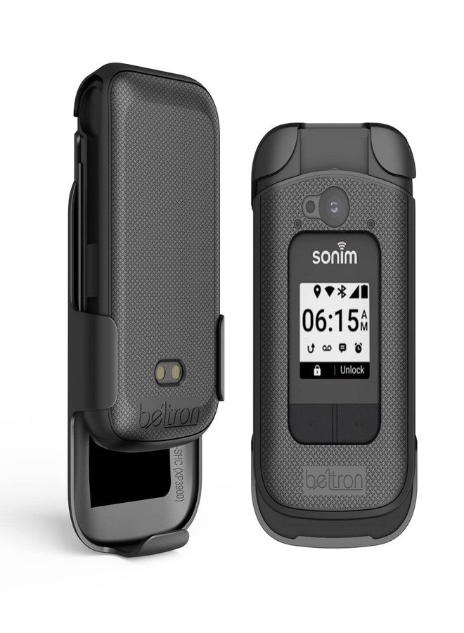 جراب مزود بمشبك حزام لهاتف Sonim XP3 Plus 4G LTE (موديل XP3900 2022) غطاء واقٍ سهل التركيب مع مشبك حزام دوار، جراب متكامل (متين للغاية) - يدعم حزام عمل بعرض 2.25 بوصة - Image 1