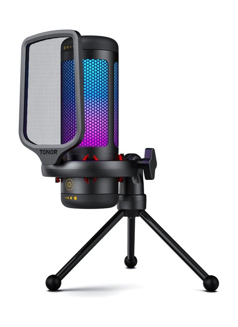 Gaming Mic, USB Microphone for PC Computer, Cardioid Condenser Mic with Adjustable RGB Modes & Brightness, Quick Mute, Gain Control, for Streaming, Podcasting, Recording, PS4/5 Desktop Mic TC310