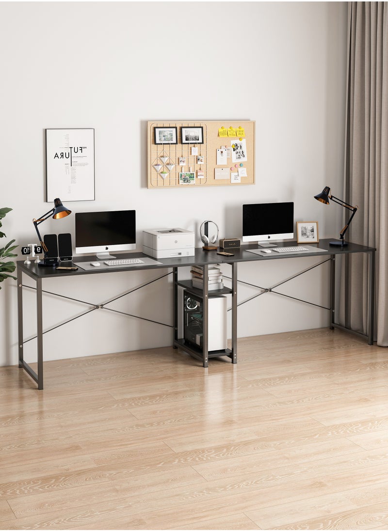 Shofenkei White L-Shaped Gaming Table Computer Desk with Corner Stand - Reversible Study Desk Home Office Workstation Black  - Image 5