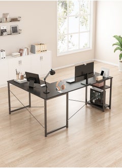 Shofenkei Black L-Shaped Computer Desk with Corner Stand - Reversible Study Desk Home Office Workstation  - Image 4