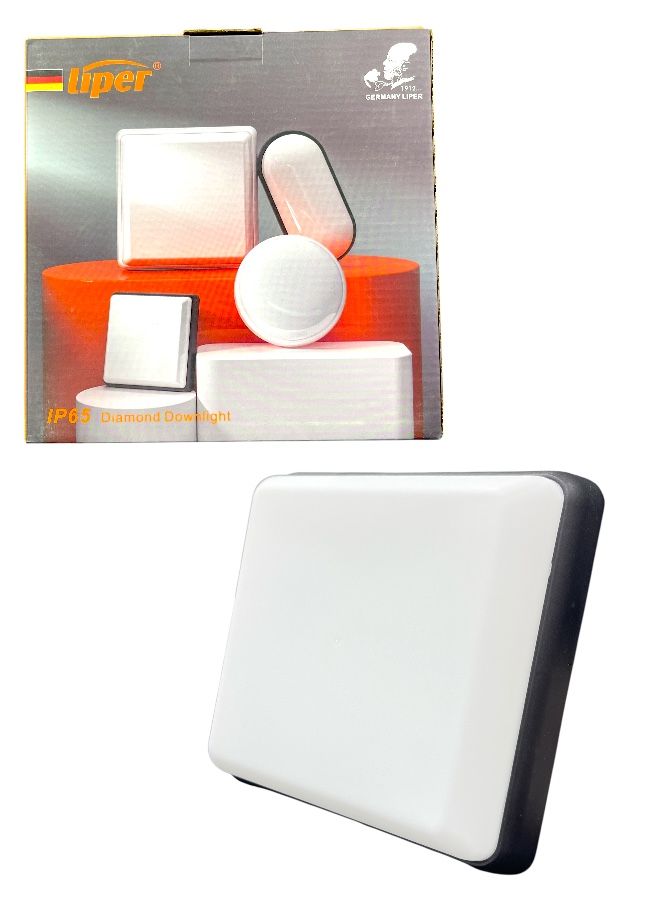 Liper 30W LED Square Downlight - Black Frame - Warm White - Size 20.5cm - Image 1