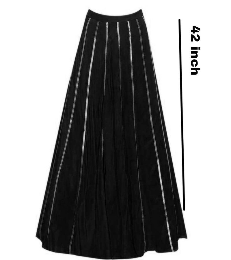 JANAK Girls Silk Gota Kali Pattern Long Skirt (Black) - Image 2