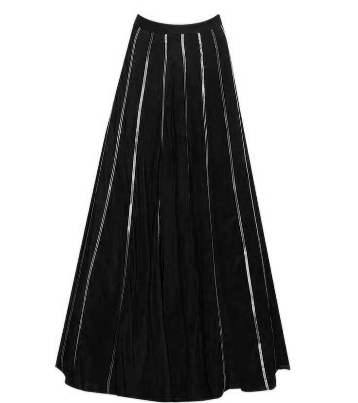 JANAK Girls Silk Gota Kali Pattern Long Skirt (Black) - Image 1