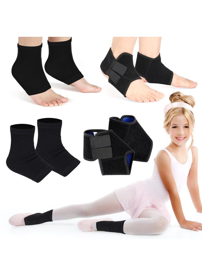 LAMAY 2 PCS Kids Ankle Brace Set Foot Support Stabilizer Wraps Protector Guard Knitted Ankle Sleeve Sock Support Compression Socks for Injury Prevention Black - Image 1