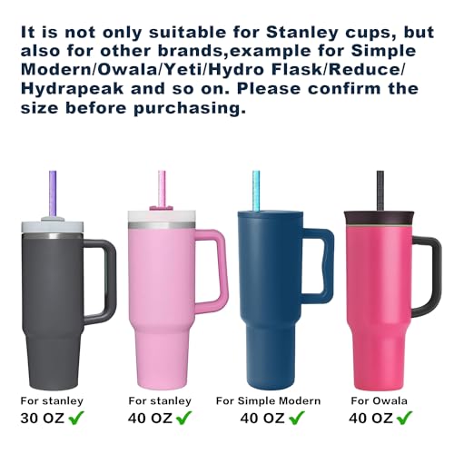 Beonsky Replacement Straw for Stanley Cup 40 oz 30 oz 64 oz Tumbler, 10 Pack Long Reusable Color Straws with Cleaning Brush, Dishwasher Safe, Plastic Straws for stanley cup accessories - Image 3