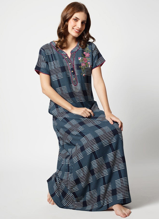 Zeyo Checked Maxi Nightdress - Image 1