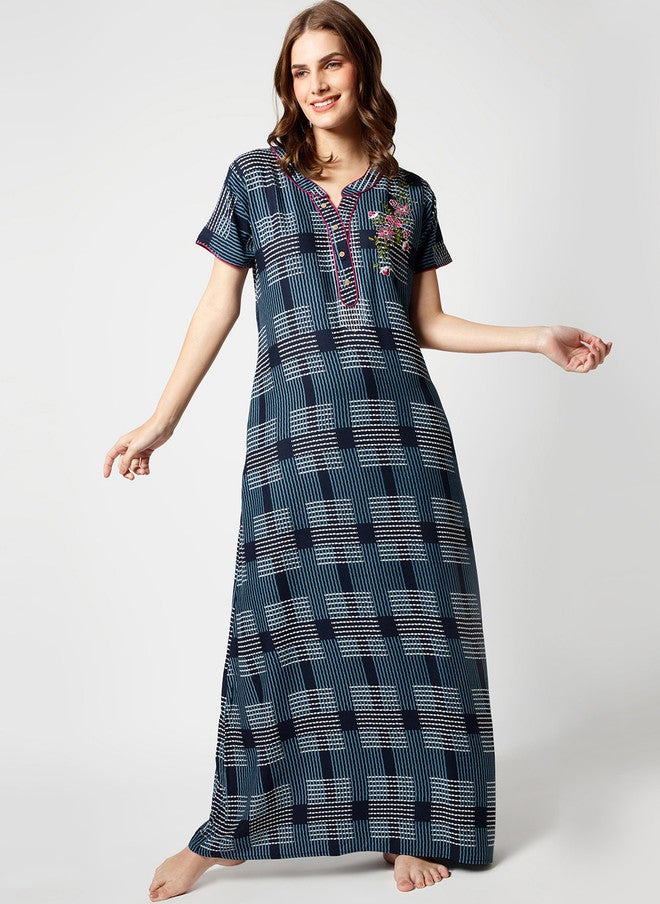 Zeyo Checked Maxi Nightdress - Image 3