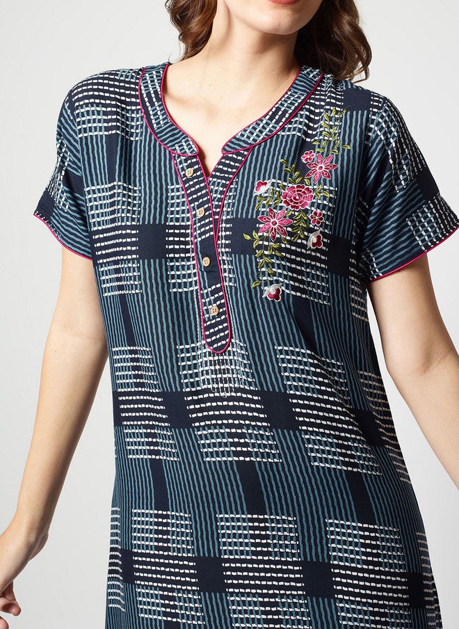 Zeyo Checked Maxi Nightdress - Image 2