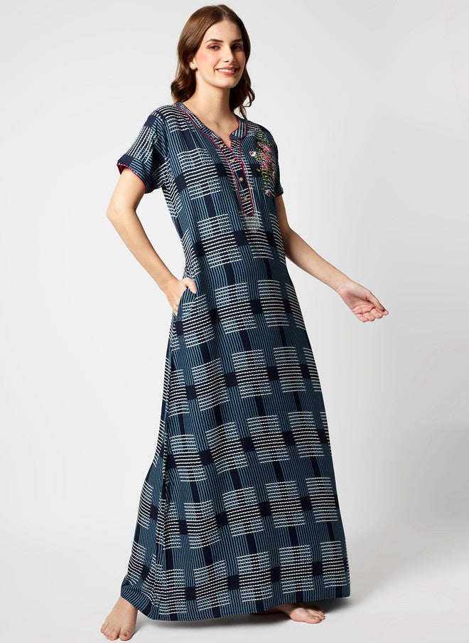 Zeyo Checked Maxi Nightdress - Image 4