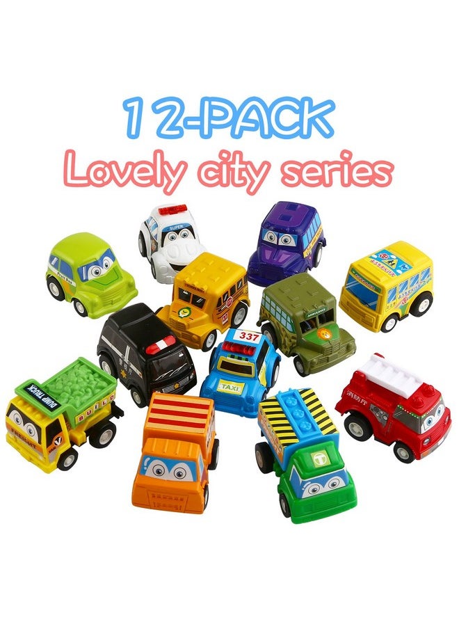 Funcorn Toys Funcorn Toys Pull Back Car, 12 Pack Assorted Mini Plastic Vehicle Set, Pull Back Truck and Car Toys for Boys Kids Toddler Party Favors,Die Cast Car Toy Play Set  - Image 5