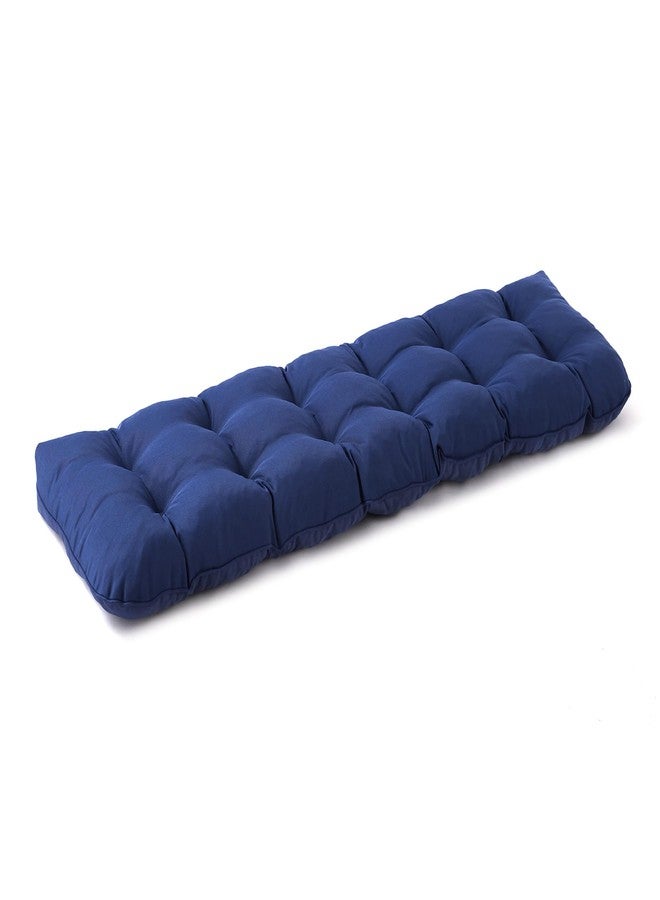 IPYNBAP Outdoor Tufted Bench Cushion, Waterproof Patio Furniture Cushion, Stitched Couch Cushions, Fade-Resistant Indoor Window Seat Pad for Outdoor/Indoor Sofa Swings with Ties, 48 x 18, Navy Blue - Image 1