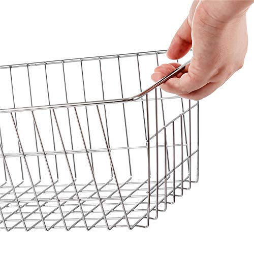 SANNO Farmhouse Freezer Bastets Organizer Bin Large Metal Wire Food Storage Organizer Bin Basket - for Kitchen Cabinets, Pantry, Bathroom, Laundry Room, Closets, Garage - Chrome, 3 pack - Image 2