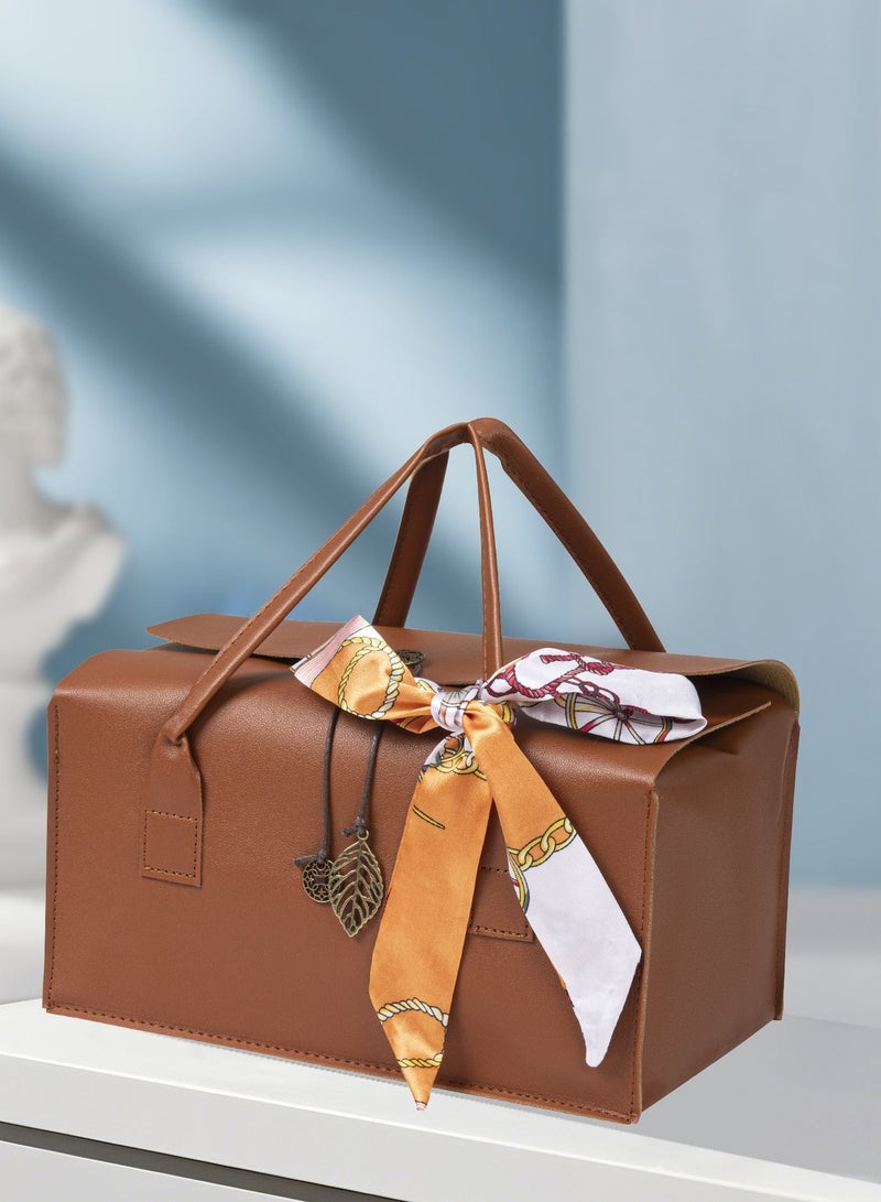 NIBEMINENT Large Capacity Faux Leather Gift Box，Handheld Gift Bag for Holidays Mother'S Day, Weddings, Birthdays，Anniversary（store food, gifts, matcha tea sets, etc.） - Image 1