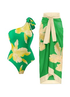 2pcs one piece swimsuit lace up swimsuit maxi skirt swimsuit set