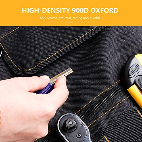 RERPRO Rear Trunk Roll Bar Storage Bag for 2021 2022 2023 2024 2025 Ford Bronco 4 Door Interior Accessories Organizer Cargo Cage Saddlebag Tool Kit Holder Multi Pocket Handbag, Yellow Edge 2 Pack - Image 5