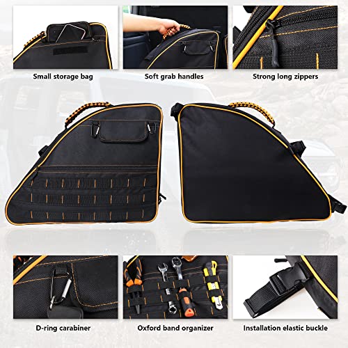 RERPRO Rear Trunk Roll Bar Storage Bag for 2021 2022 2023 2024 2025 Ford Bronco 4 Door Interior Accessories Organizer Cargo Cage Saddlebag Tool Kit Holder Multi Pocket Handbag, Yellow Edge 2 Pack - Image 4