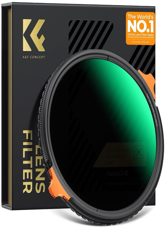 كيه آند إف كونسبت فلتر K&F CONCEPT 58mm True Color Variable ND CPL، فلتر عدسة مستقطب ND2-ND32 2 في 1 لعدسة كاميرا Fader، فلتر مستقطب بكثافة محايدة (سلسلة Nano-X). - Image 1