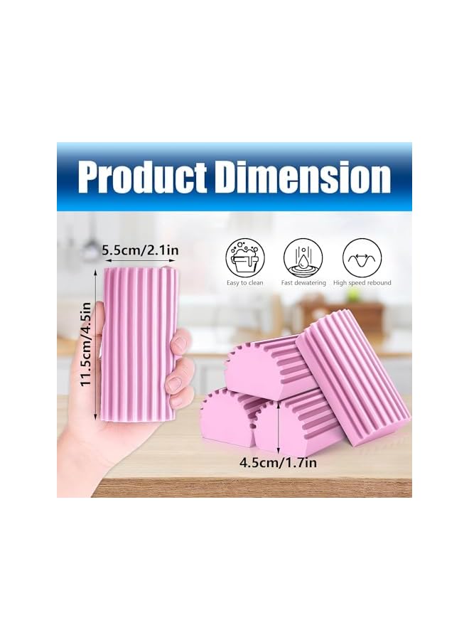 promass Damp Duster, 4 Pcs Magical Dust Cleaning Sponge, Reusable Cleaning Sponge Dusters for Cleaning Blinds, Glass, Baseboards, Railings, Vents, Mirrors, Window Track Grooves (Pink), LC-AE-0007 - Image 2