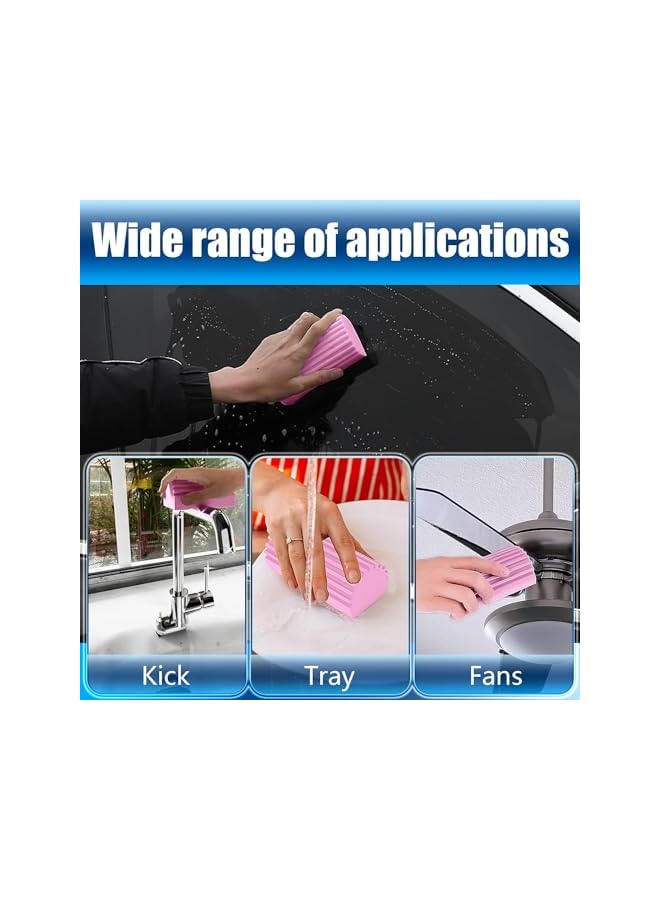 promass Damp Duster, 4 Pcs Magical Dust Cleaning Sponge, Reusable Cleaning Sponge Dusters for Cleaning Blinds, Glass, Baseboards, Railings, Vents, Mirrors, Window Track Grooves (Pink), LC-AE-0007 - Image 5