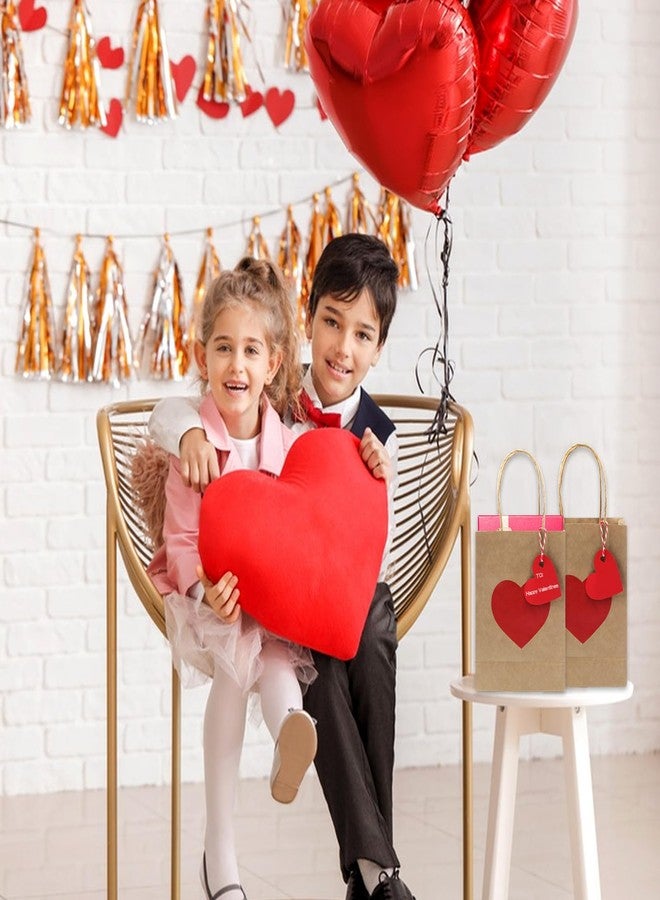 Jangostor 24 Pack Valentines Day Gift Bags with Tags Valentines Kraft Paper Bags Valentines Candy Bags with Handles Heart Love Party Favor Bags for Valentine's Day Wedding Anniversary Birthday Party - Image 5