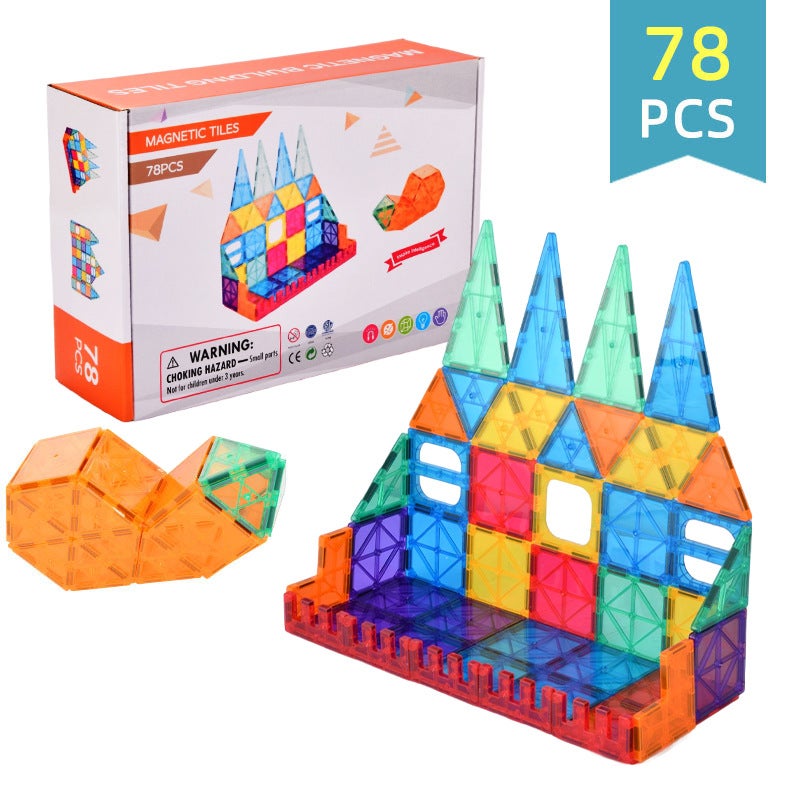 78-Piece Magnetic Building Blocks for Kids Ages 3+ STEM Educational Toys (Color: Multicolor) - Image 1