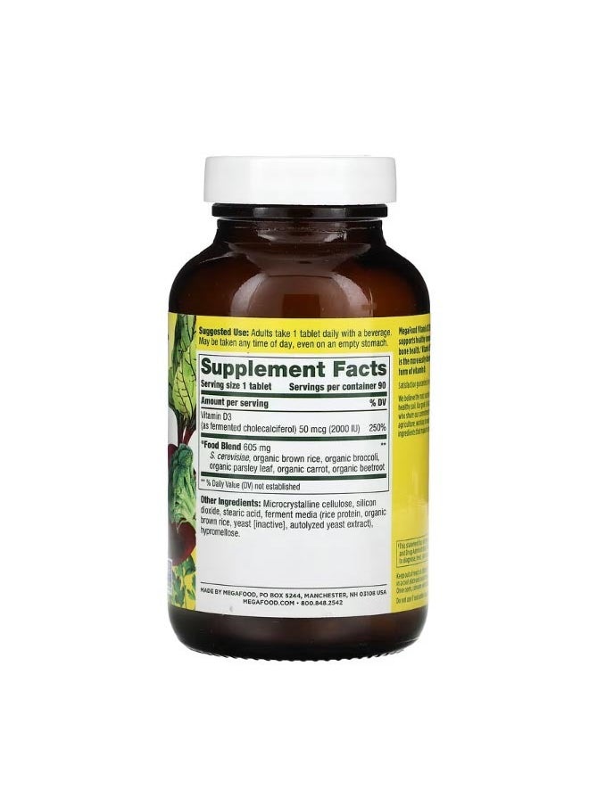 MegaFood Vitamin D3 2000 IU 50 mcg 90 Tablets  - Image 2