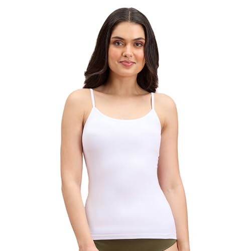 NYKD by Nykaa Women's Camisole | Slip-on, Regular Fit Comfort, Knit Cotton, Solid Elegance- NYC007,White,M - Image 1
