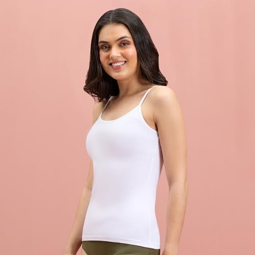 NYKD by Nykaa Women's Camisole | Slip-on, Regular Fit Comfort, Knit Cotton, Solid Elegance- NYC007,White,M - Image 4
