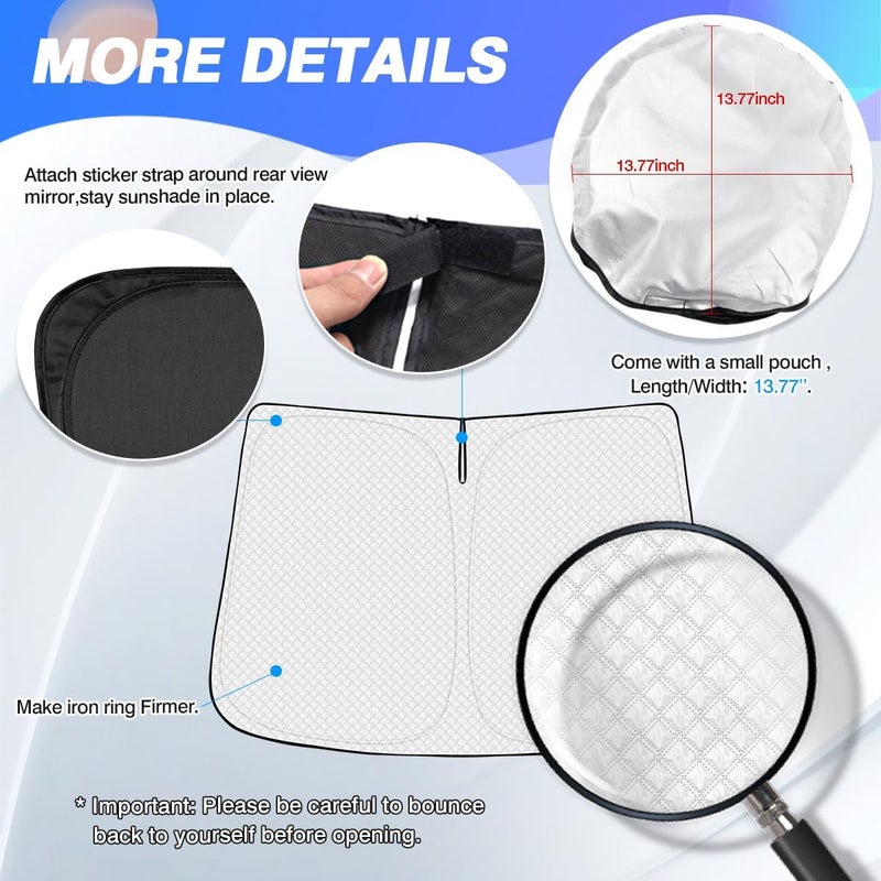 Canvcle Windshield Sun Shade for 2017-2022 Ford Super Duty F250 F350 F450 F550 Thicken 6-Layer Foldable Front Window Sunshade Sun Visor Protector Block UV Rays Keep Vehicle Cool - Image 5