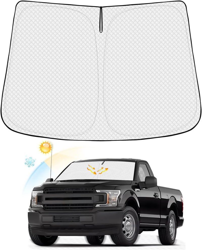 Canvcle Windshield Sun Shade for 2017-2022 Ford Super Duty F250 F350 F450 F550 Thicken 6-Layer Foldable Front Window Sunshade Sun Visor Protector Block UV Rays Keep Vehicle Cool - Image 1