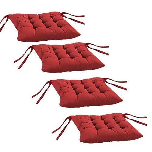 MITUL Microfiber Chair Cushion Seat Pad with Ties Use for Home Chair Bookstore Library Cafe Car Office 40X40cm 40x40 cm Maroon 7 - Image 2
