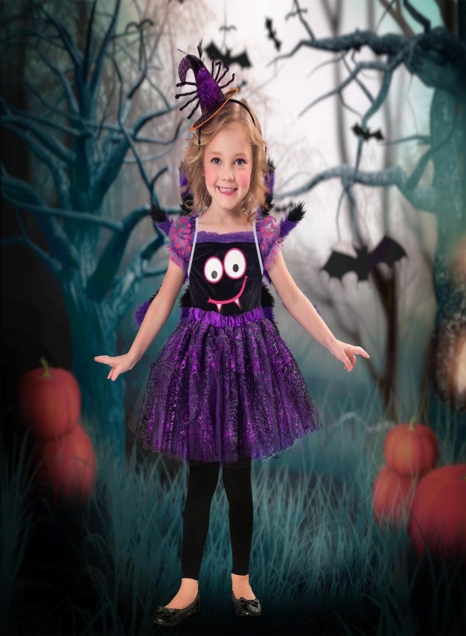 Hifot Spider Costume for Kids, Spider Wings Tutu Skirt Spiderweb Headband Set Girls Halloween Costumes Cosplay Party - Image 4