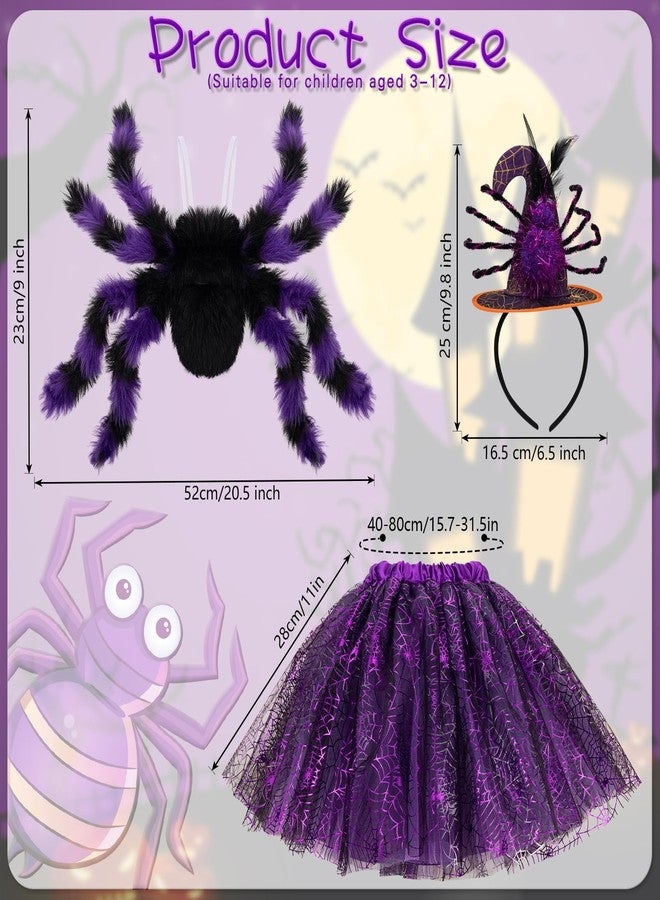 Hifot Spider Costume for Kids, Spider Wings Tutu Skirt Spiderweb Headband Set Girls Halloween Costumes Cosplay Party - Image 2