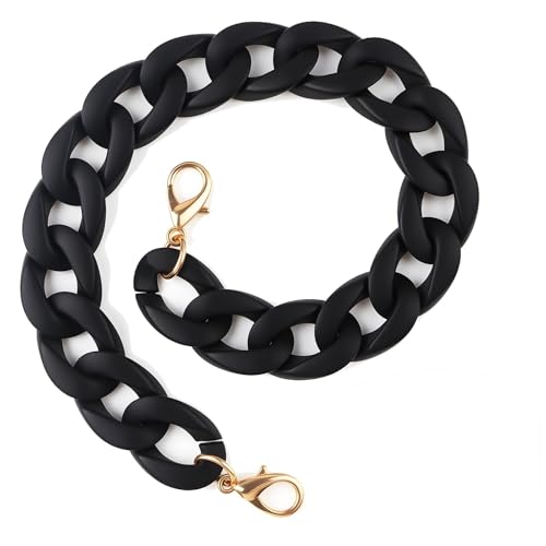 Asofelk 14.5 Inch Acrylic Purse Chain Strap Replacement, Short Bag Chain Handle, Matte Black Bag Charm Extender for Handbags, Clutches, Phone and Shoulder Bags charms for handbags bum bag accessories - Image 1