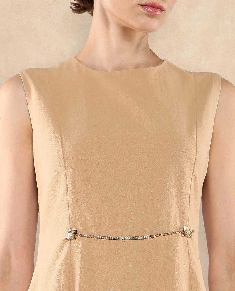 Rareism Women's Asymmetric Dress With Metal Trim Detail