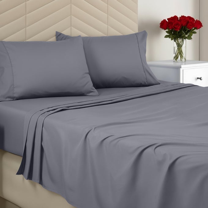QUEEN SHEET SET BRUSHED MICROFIBER ULTRA SOFT BED SHEETS FOR QUEEN SIZE BED SET DEEP POCKET WRINKLE FADE RESISTANT INCLUDES 1 FITTED 1 FLAT 2 PILLOWCASES GREY