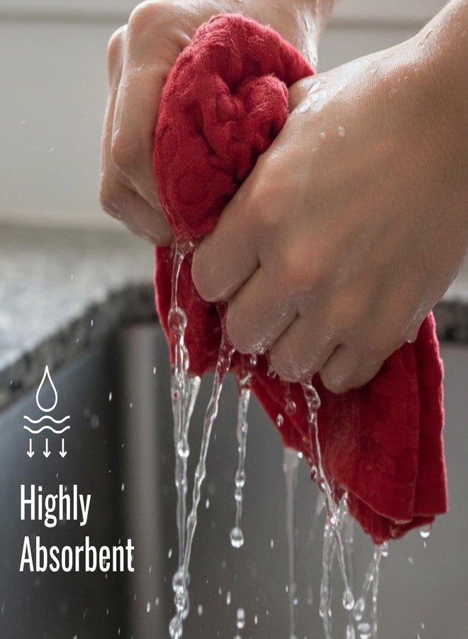 WHITEWRAP Premium Cotton Big Waffle Weave Kitchen Dish Cloths, 12x12 Inch Ultra Absorbent Lint-Free Dish Towels, Fast Drying Dishcloths for Washing Dishes, 6 Pack, Red - Image 4