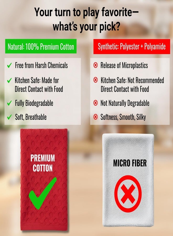 WHITEWRAP Premium Cotton Big Waffle Weave Kitchen Dish Cloths, 12x12 Inch Ultra Absorbent Lint-Free Dish Towels, Fast Drying Dishcloths for Washing Dishes, 6 Pack, Red - Image 5