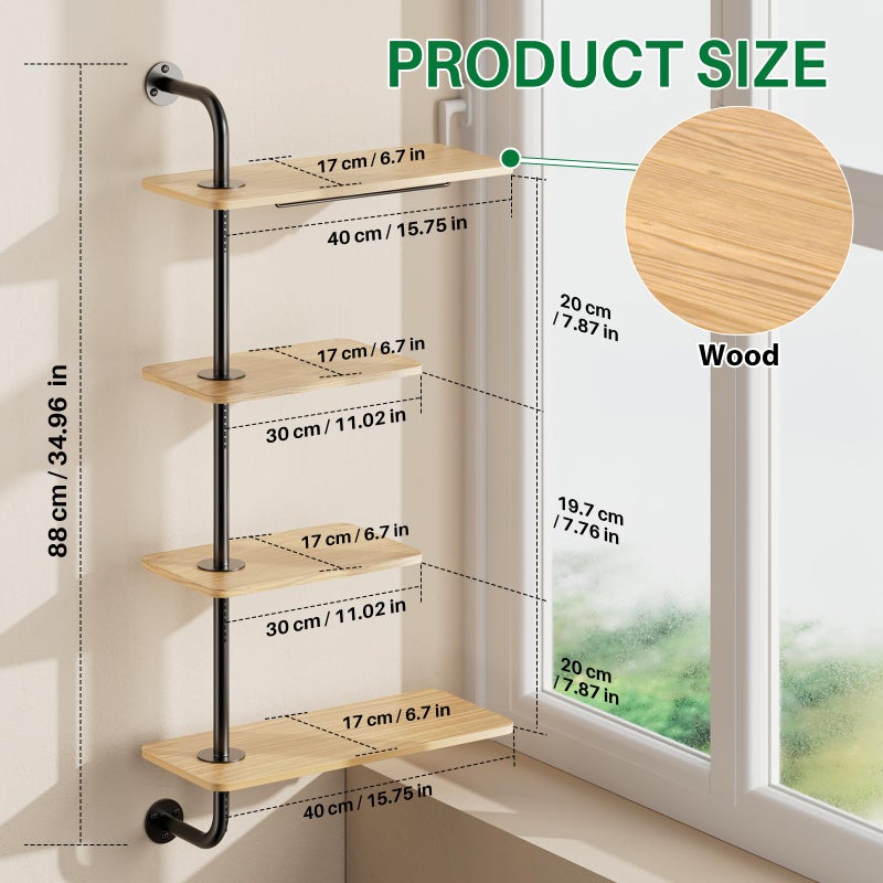 DELLAN 4-Tier Rotating Window Plant Shelf, Wall Mounted Indoor Hanging Plants Shelf, Modern Style - Image 4