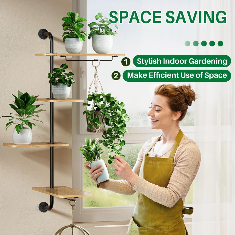DELLAN 4-Tier Rotating Window Plant Shelf, Wall Mounted Indoor Hanging Plants Shelf, Modern Style - Image 2