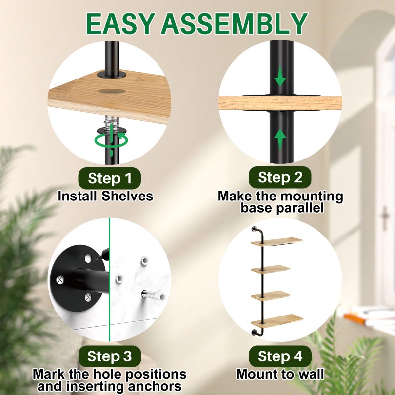 DELLAN 4-Tier Rotating Window Plant Shelf, Wall Mounted Indoor Hanging Plants Shelf, Modern Style - Image 3