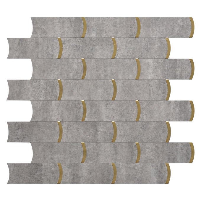 12X12 TILE PEEL AND STICK BACKSPLASH TILE METAL TILE STICK ON BACKSPLASH FOR KITCHEN AND BATHROOM GREY WINDMILL MIXED METAL SELF ADHESIVE MOSAIC TILES GREY 1