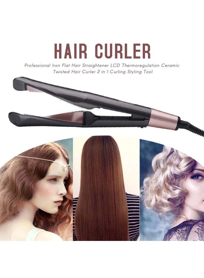 NIBEMINENT 2-In-1 Hair Straightener And Curler Black/Rose Gold 370x85x156millimeter - Image 2