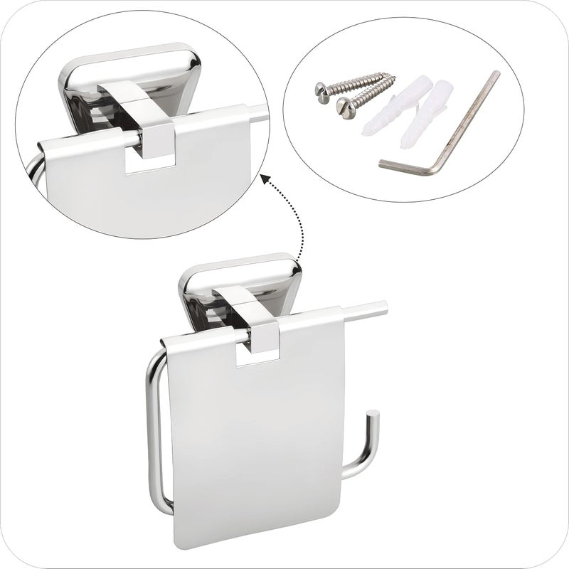 KANJAL Toilet Paper Holder for Bathroom Tissue Paper roll Holder Tissue Paper Hanger for Kitchen Bathroom Accessories (304 Stainless Steel,Chrome Finish,Anti-rust-34) - Image 4