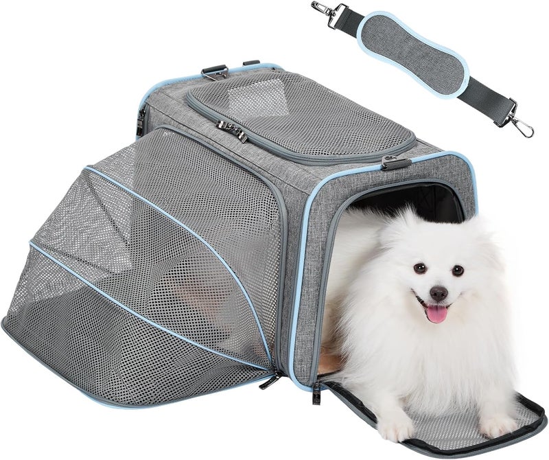 Petsfit Foldable Transport Bag for Cats and Dogs, Expandable Cat Transport Box with Shoulder Strap, Dog Carry Bag, Flight Bag, Oxford Fabric for Cats and Dogs, L/Gray/Single Sided - Image 1