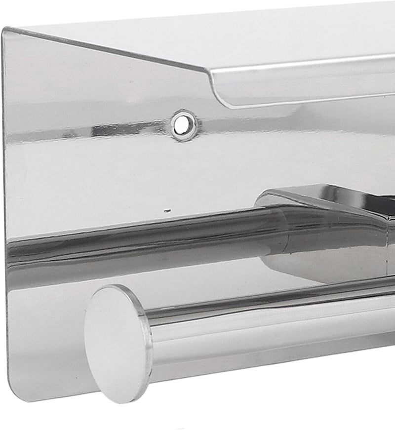 Stainless Steel Toilet Paper Holder with Shelf, Self Adhesive Punch Bathroom Organizer, Modern Simple Style Paper Shelf Roll Holder for Kitchen Living Room Bedroom, Includes A (k10-304) - Image 4